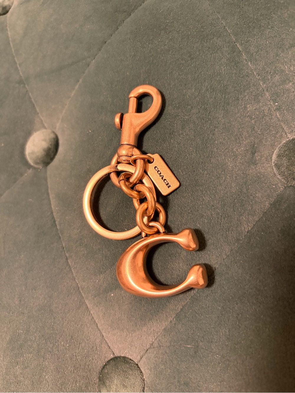 Coach Bronze-Tone 'C' Charm Key & Card Holder